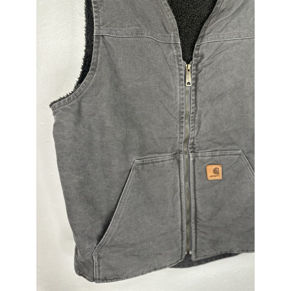 Carhartt Sandstone Duck Vest With Sherpa Lining Relaxed Fit Large Tall - Picture 2 of 8